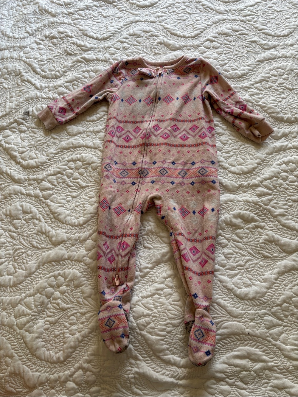 Carter's Pink and Blue Patterned Footed One-Piece